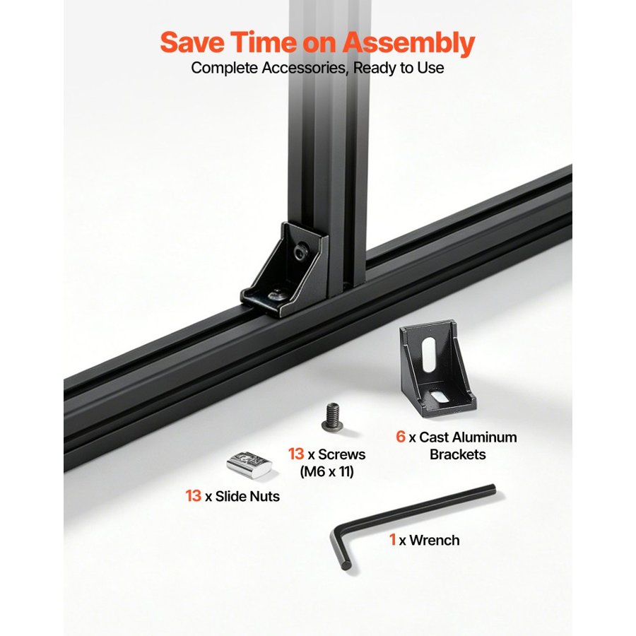 VEVOR 6PCS 3030 Aluminum Extrusion Profile, 78.74 Inch 2000 mm, T Slot European Standard Anodized Linear Rail, High-Strength Extruded Aluminum Rail, for 3D Printer Parts and CNC DIY Workbench, Black