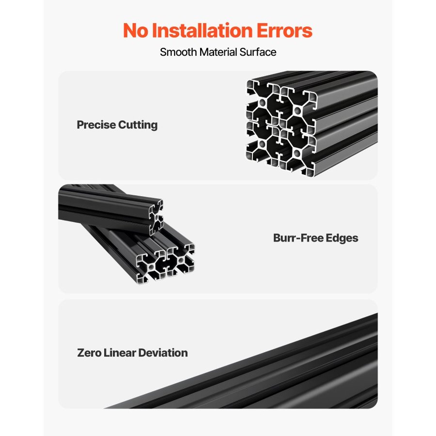 VEVOR 4PCS 4040 Aluminum Extrusion Profile, 15.75 Inch 400 mm, T Slot European Standard Anodized Linear Rail, High-Strength Extruded Aluminum Rail, for 3D Printer Parts and CNC DIY Workbench, Black