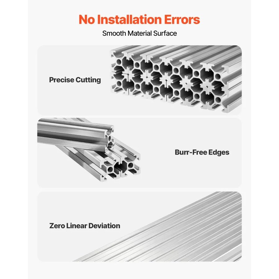 VEVOR 12PCS 2020 Aluminum Extrusion Profile, 78.74 Inch 2000 mm, T Slot European Standard Anodized Linear Rail, High-Strength Extruded Aluminum Rail, for 3D Printer Parts and CNC DIY Workbench, Silver