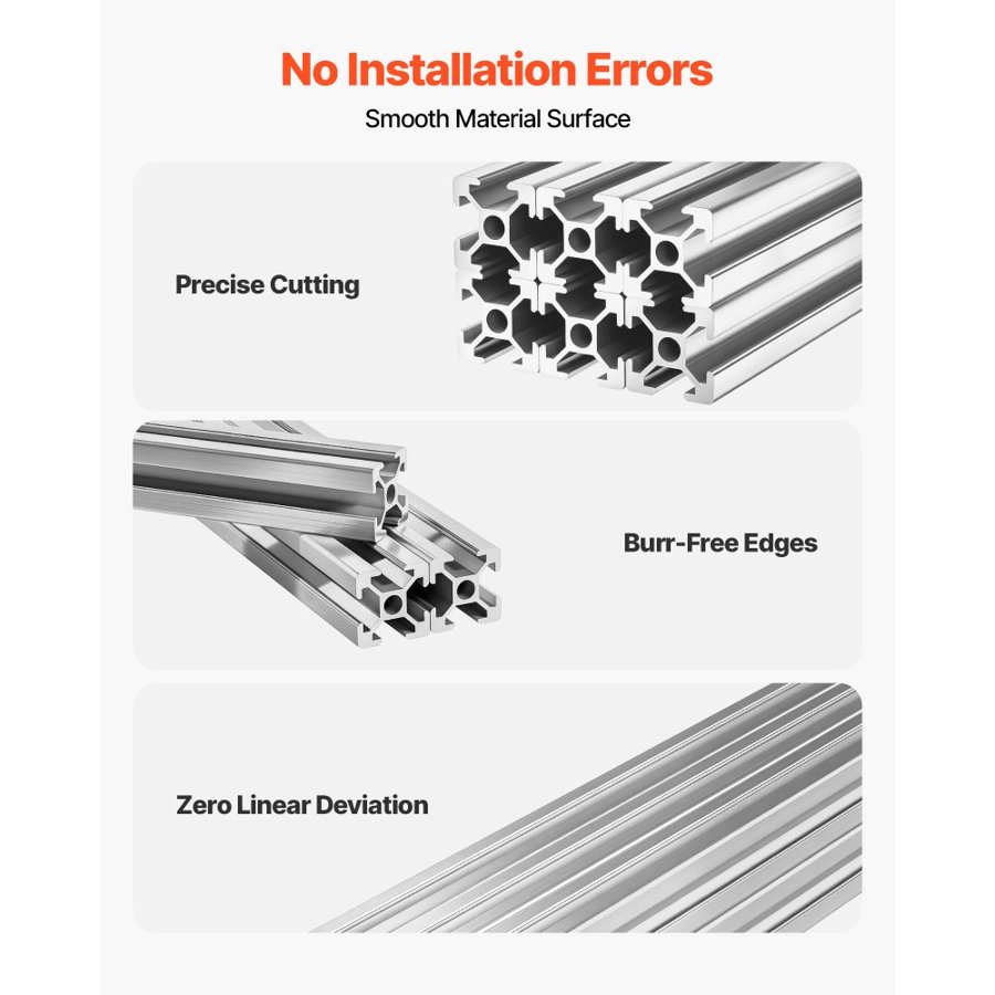 VEVOR 2020 Aluminum Alloy Profile – 6PCS, 2000mm T-Slot Rail