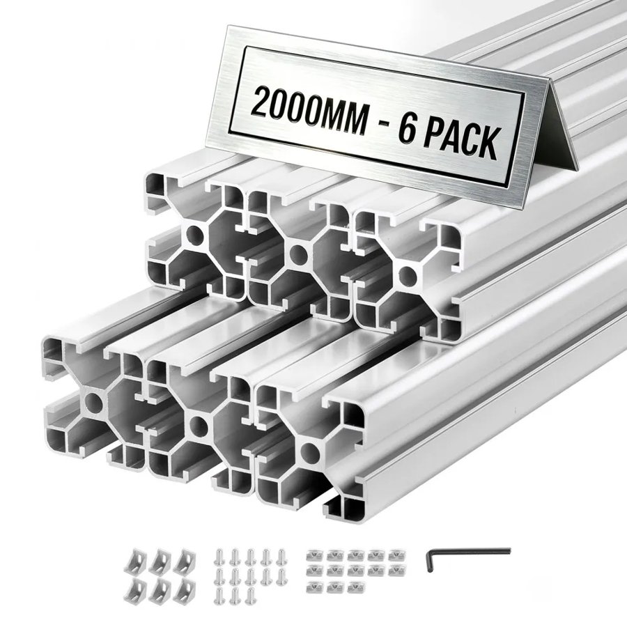 VEVOR 6PCS 4040 Aluminum Extrusion Profile, 78.74 Inch 2000 mm, T Slot European Standard Anodized Linear Rail, High-Strength Extruded Aluminum Rail, for 3D Printer Parts and CNC DIY Workbench, Silver