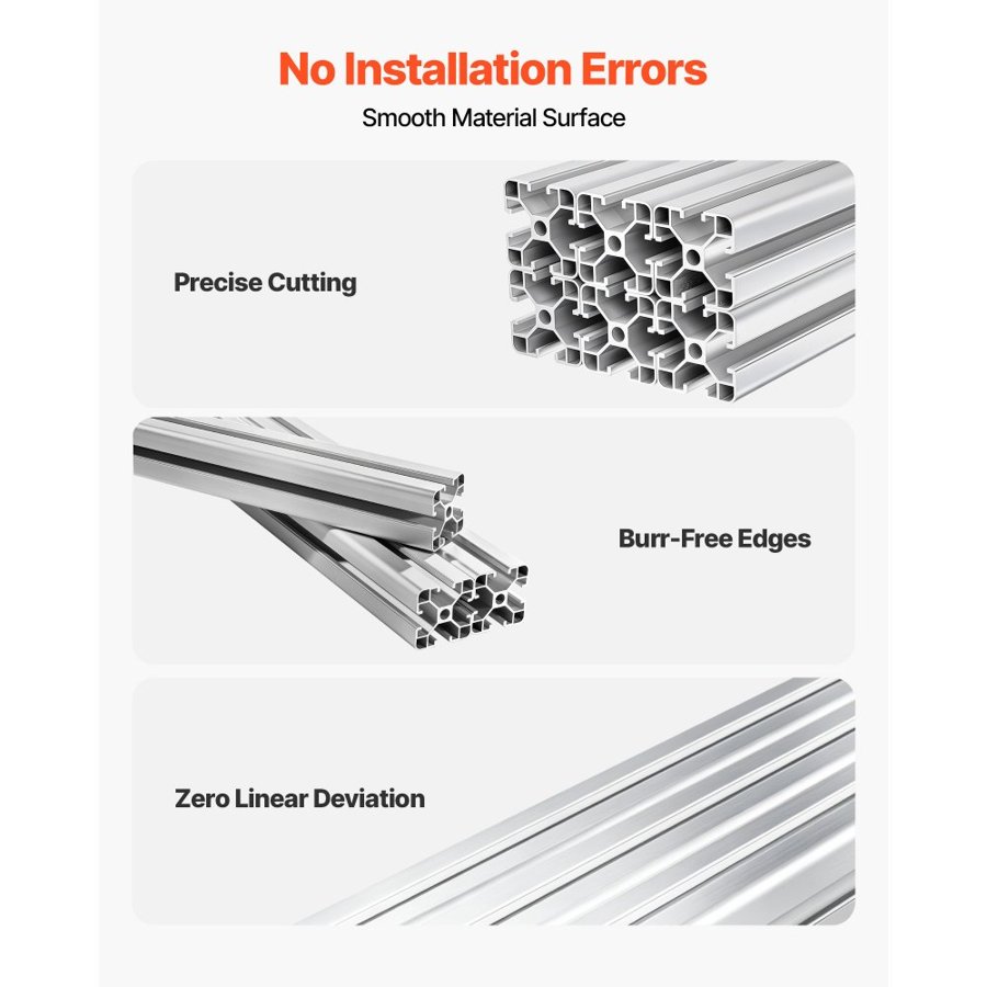 VEVOR 6PCS 4040 Aluminum Extrusion Profile, 78.74 Inch 2000 mm, T Slot European Standard Anodized Linear Rail, High-Strength Extruded Aluminum Rail, for 3D Printer Parts and CNC DIY Workbench, Silver