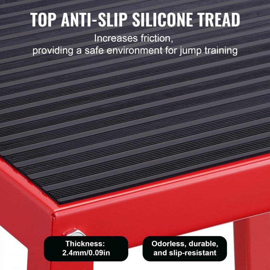 VEVOR Plyometric Jump Boxes, 12/18/24/30 Inch Plyo Box, Platform and Jumping Agility Box, Anti-Slip Fitness Exercise Step Up Box Set for Home Gym Training, Conditioning Strength Training, Red