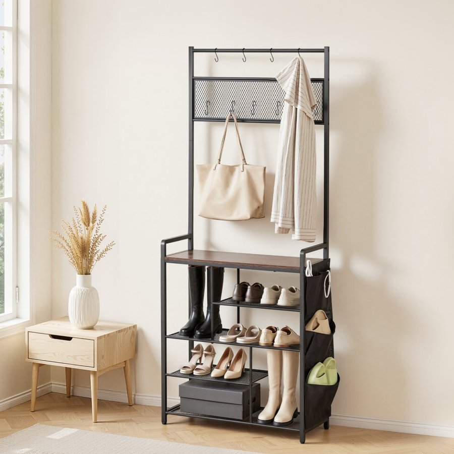 VEVOR Coat Rack with Shoe Storage – S-Hooks, 1800mm