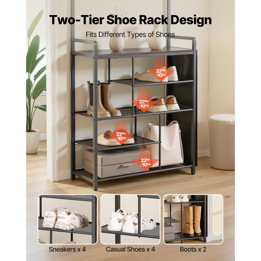 VEVOR Coat Rack with Shoe Storage – S-Hooks, 1800mm
