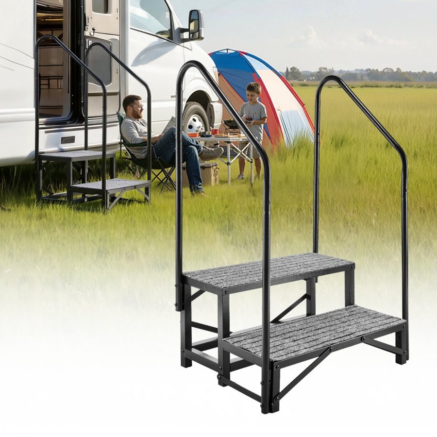 VEVOR RV Steps with Handrails – 2 Steps, 299.38 kg Capacity