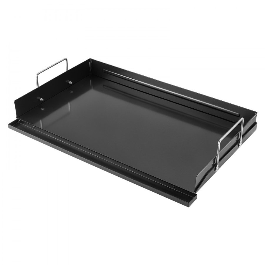 VEVOR Carbon Steel Griddle 63x41 cm Flat Top Pre-Seasoned Plate Handle, for BBQ Eggs Burger, Even Heat Distribution, Non-Stick Portable Rectangular Family Cookware for Outdoor Gas Grill/Stove, Oven