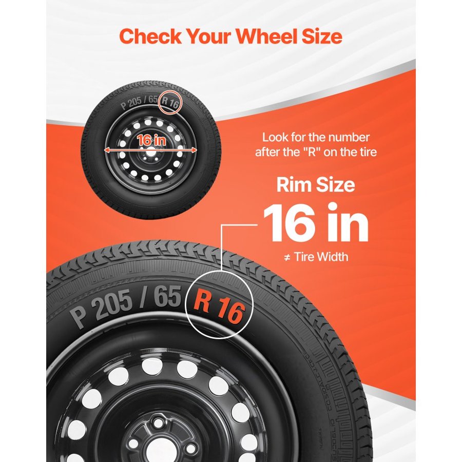 VEVOR Hub Caps for Cars – 16-Inch, Set of 4, ABS 10-Spoke