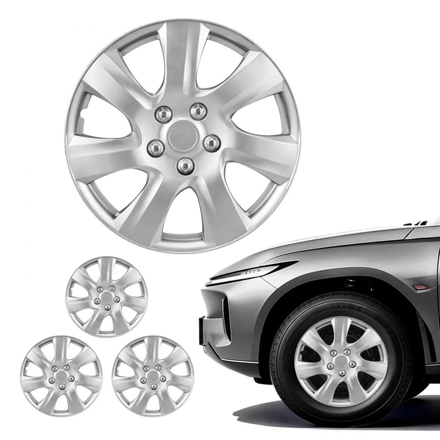 VEVOR Hubcaps Wheel Covers, 16 Inch Set of 4 Wheel Rim Cover Hubcaps OEM Style Replacement, R16 Size Snap On Car Hub Caps, Universal 7-Spoke ABS Tire Rim Caps for Hyundai Chevrolet Ford Honda, Silver