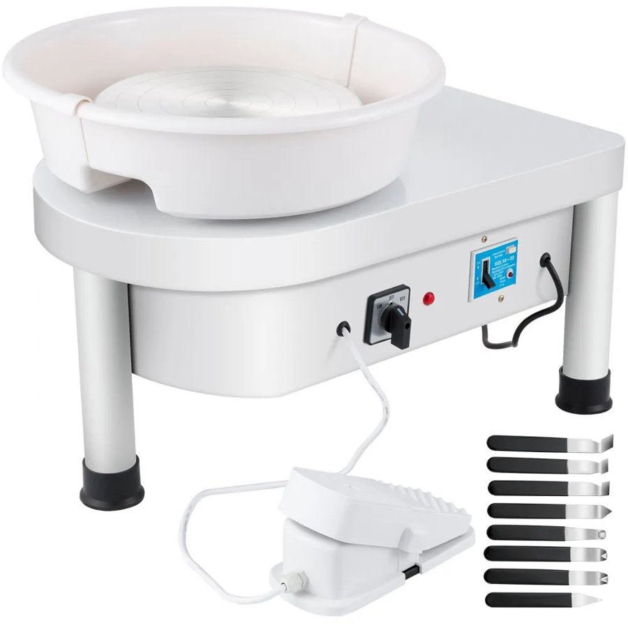 VEVOR Pottery Wheel 25CM Pottery Forming Machine 280W Electric Pottery Wheel with Foot Pedal and Detachable Basin Shaping Tool Set for Ceramics Clay Craft DIY Clay