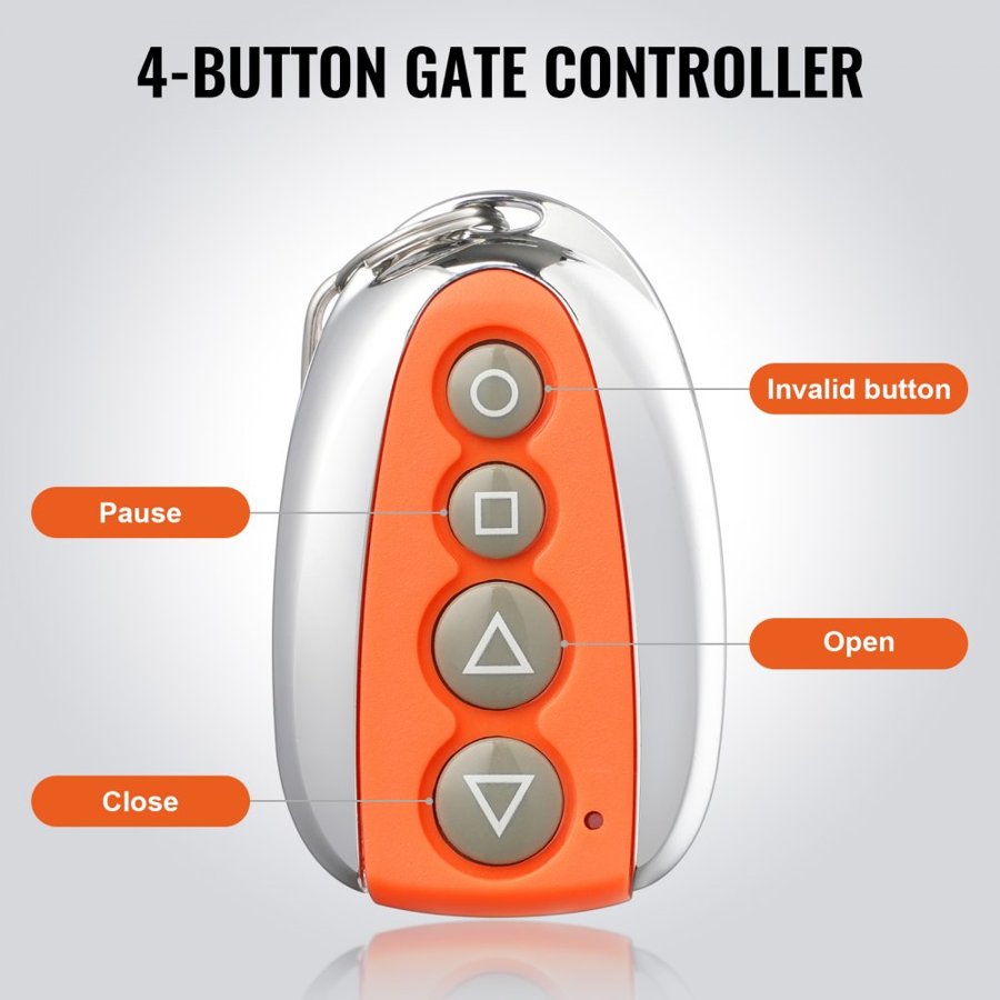 VEVOR Sliding Gate Opener Remote, 40 Meters Range, 4-Button Automatic Gate Opener Remote, Remotes for Garage Door Openers, Multi-Code Electric Rolling Driveway-Gate Closer Smart Key Security Kit