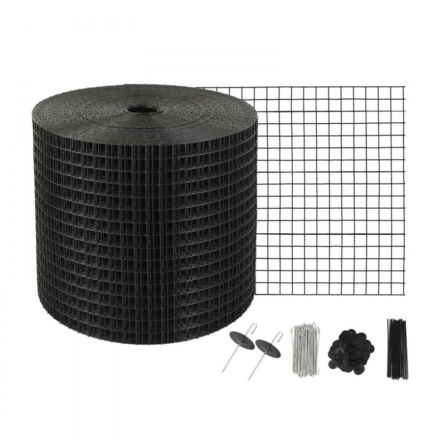 VEVOR 15 x 3048 cm Solar Panel Bird Guard, Critter Guard Roll Kit with 100pcs Aluminum Alloy Fasteners, Solar Panel Guard with Rust-proof PVC Coating, 12.7 mm Wire Roll Mesh