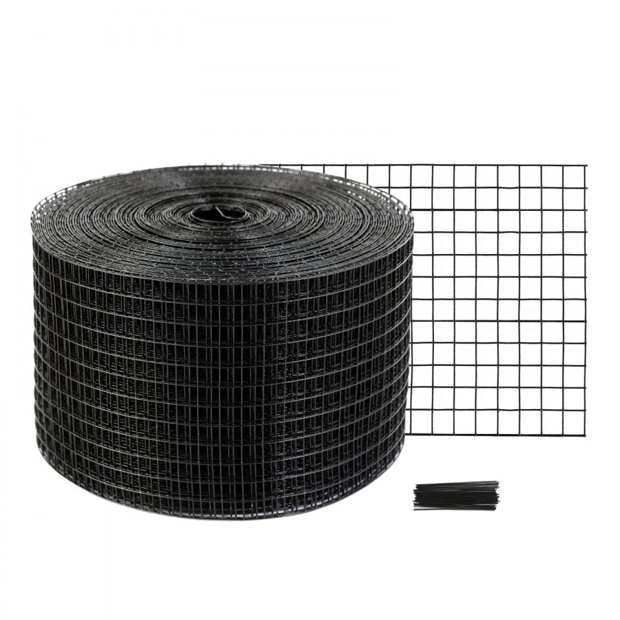 VEVOR 20 x 3048 cm Solar Panel Bird Guard, Critter Guard Roll Kit with Rust-proof PVC Coating, Solar Panel Guard with 50pcs Tire Wires, 12.7 mm Wire Roll Mesh