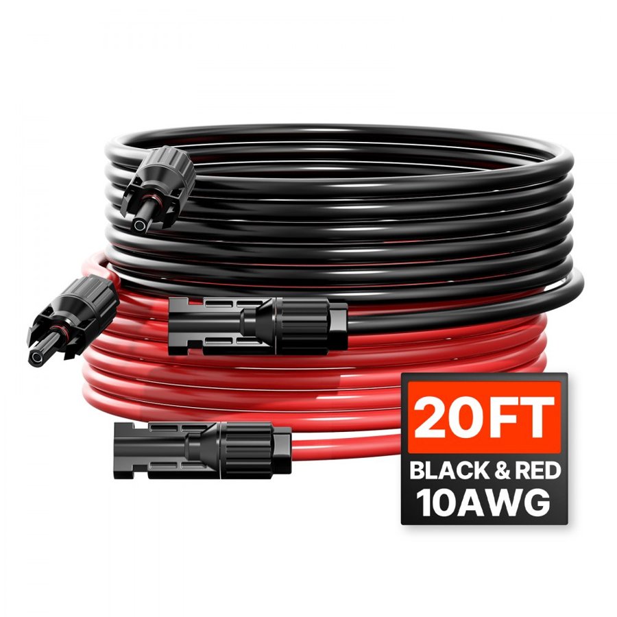 VEVOR Solar Panel Cord Extension – 20 FT, 10 AWG, MC4 Cable