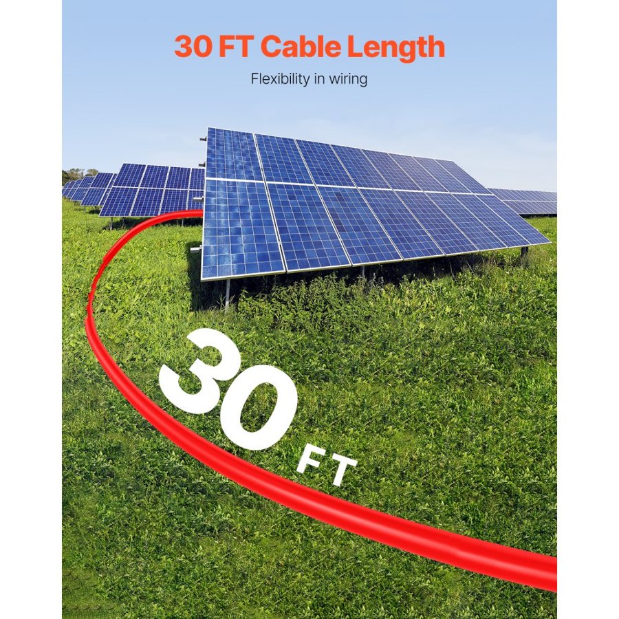 VEVOR 10AWG Solar Extension Cable – 30FT, MC4, IP67, 6mm²