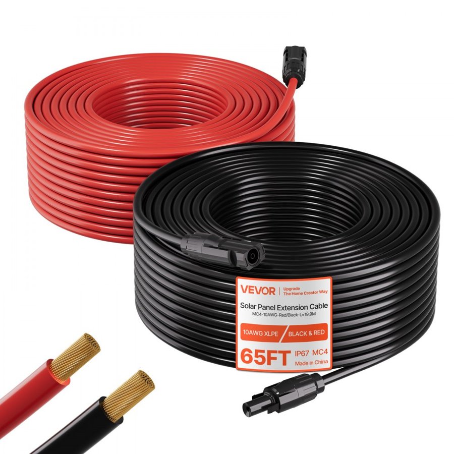 VEVOR 10 AWG Solar Panel Extension Cable – XLPE, DC 1500V