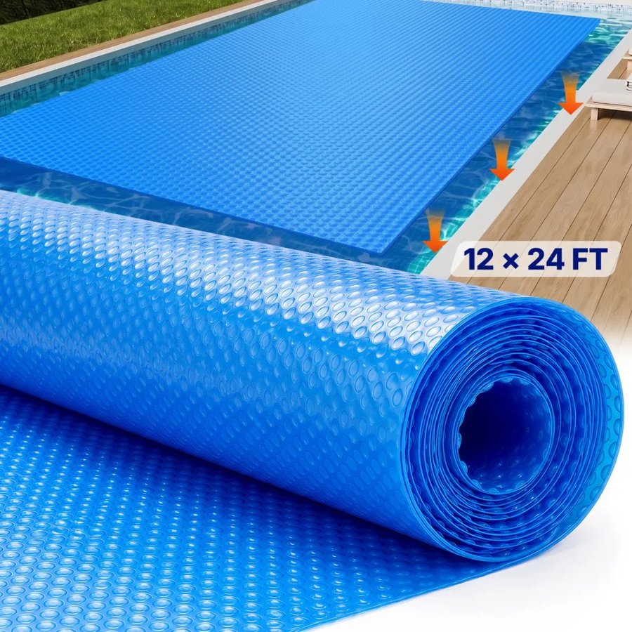 VEVOR Solar Pool Cover, 24 x 12 ft Rectangle Solar Blanket for Pools, Inground Above Ground Swimming Pool Solar Cover, 16 mil Solar Covers Blue
