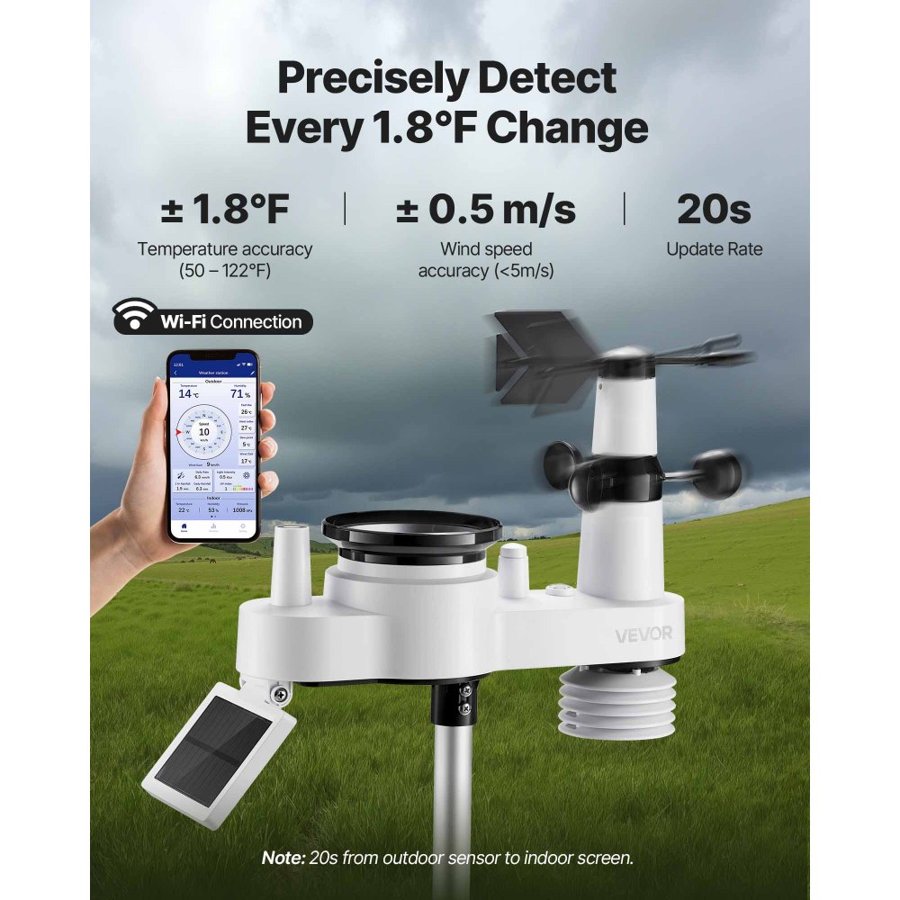 VEVOR Digital Weather Stations for Home – 7-in-1, 7.5" VA