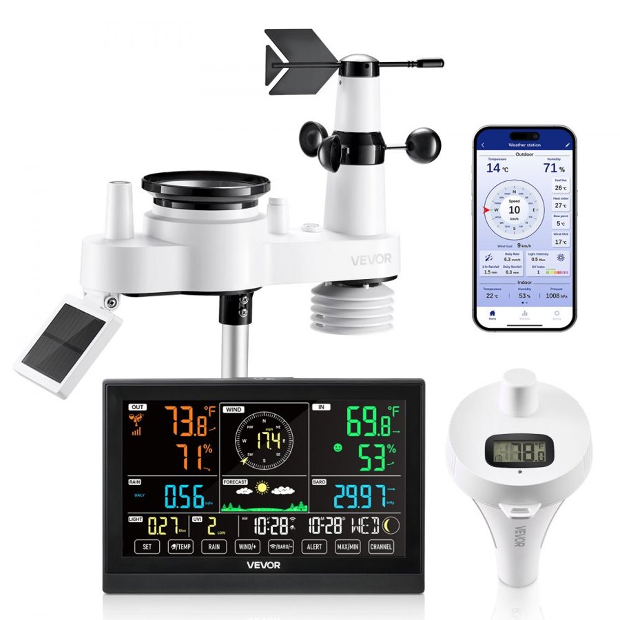 VEVOR WiFi Weather Station with App – 7.5" Display