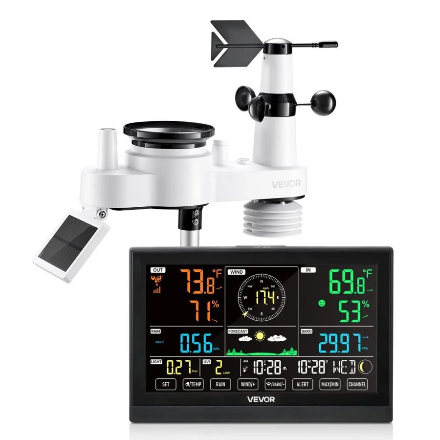 VEVOR Wireless Weather Station – 7-in-1, UV, 7.5 Inches VA