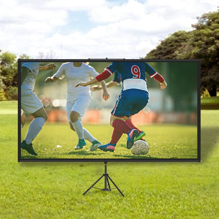 VEVOR Tripod Projector Screen with Stand 110inch 16:9 4K HD Projection Screen Stand Wrinkle-Free Height Adjustable Portable Screen for Projector Indoor & Outdoor for Movie, Home Cinema, Gaming, Office
