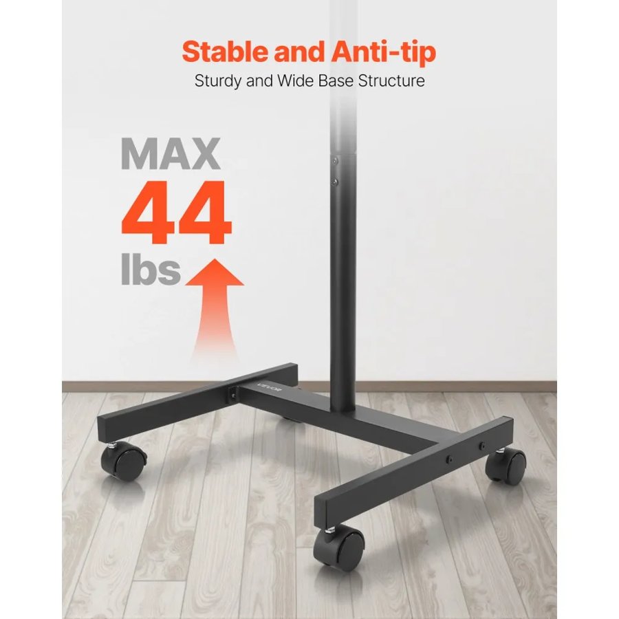 VEVOR Adjustable Rolling TV Stand – 17-55 in, 44 lb Cap