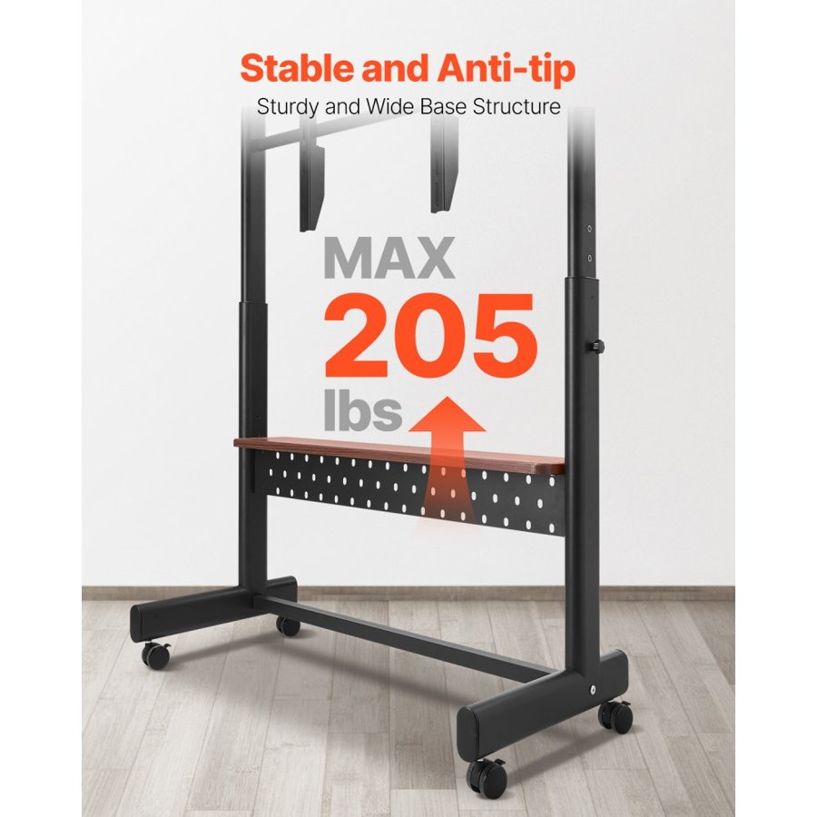 VEVOR Adjustable Height Rolling TV Stand – 55"-100", 205 lbs