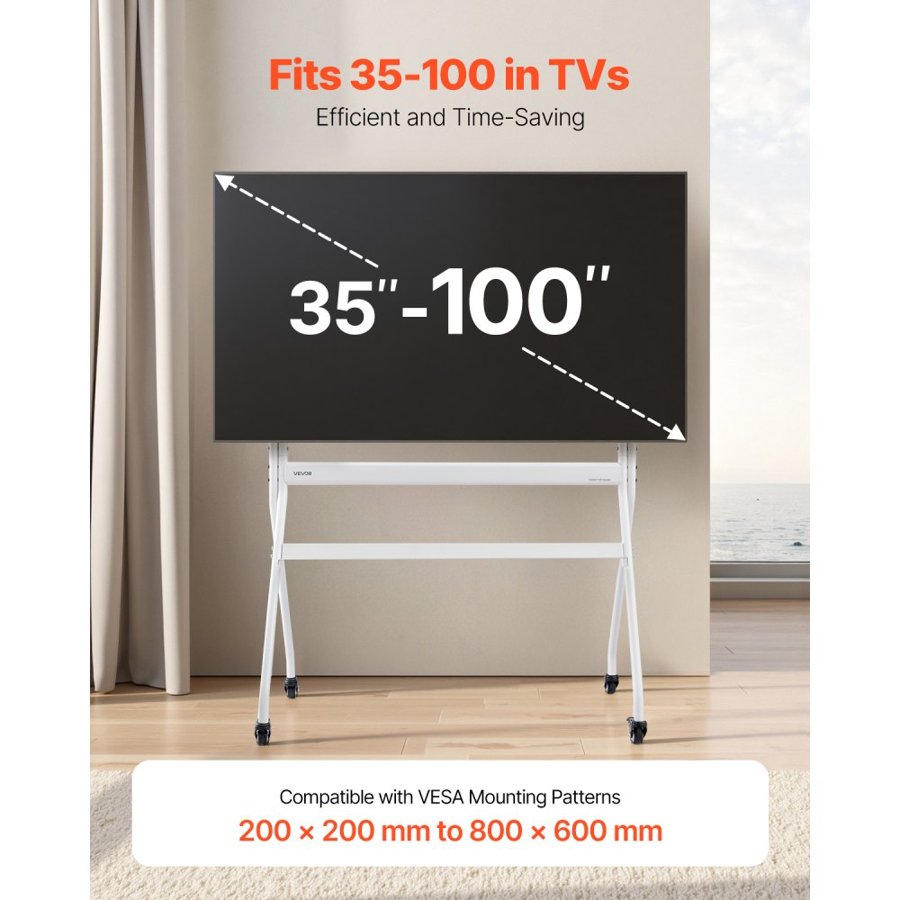 VEVOR Rolling TV Stand – 198 LBS, 200 x 200 to 800 x 600 mm