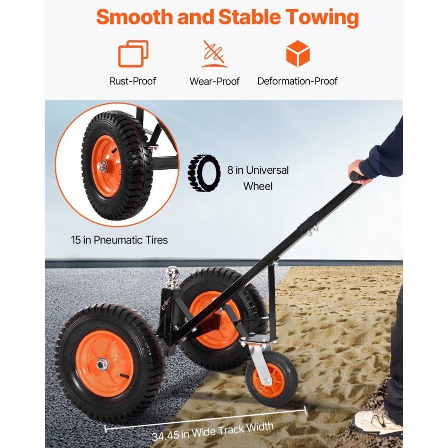 VEVOR Dolly for RV – 1200 lb Load, 2 In Ball, 15.2 In Tires