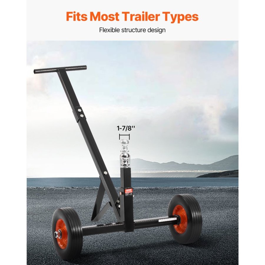 VEVOR piekabes ratiņi, 600 lbs kloķa svara ietilpība, oglekļa tērauda piekabes pārvietotājs ar 1-7/8", auto autonamiņa laivas piekabes pārvietošanai