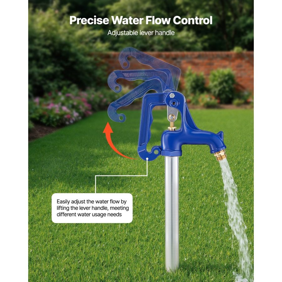 VEVOR Frost Proof Yard Hydrant, 1595mm Freeze-Proof Outdoor Faucet with 914.4mm Bury Depth, G 3/4" Pipe Connection & Hose Coupling, No Lead Freezeless Hydrant for Yard Garden Farm Irrigation