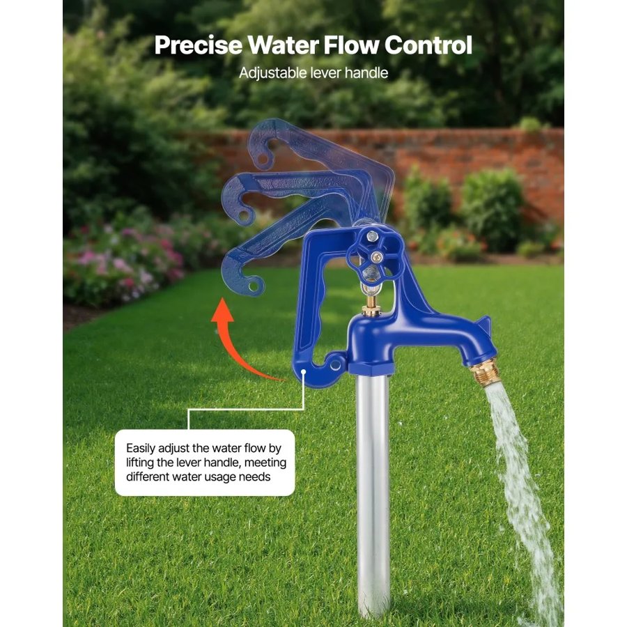 VEVOR Frost Proof Yard Hydrant, 1895mm Freeze-Proof Outdoor Faucet with 1219.2mm Bury Depth, G 3/4" Pipe Connection, Lever Handle + Handwheel, No Lead Freezeless Hydrant for Yard Garden Farm Irrigation