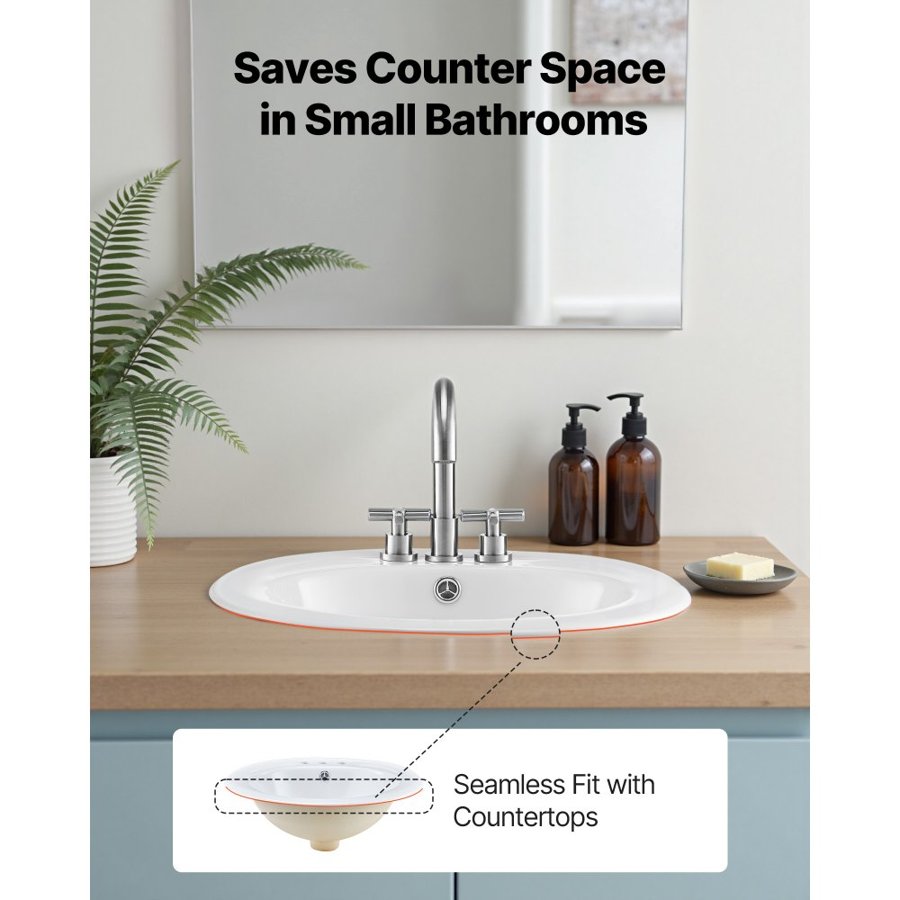VEVOR Semi Recessed Bathroom Sink – 19.09 × 16.73 inches