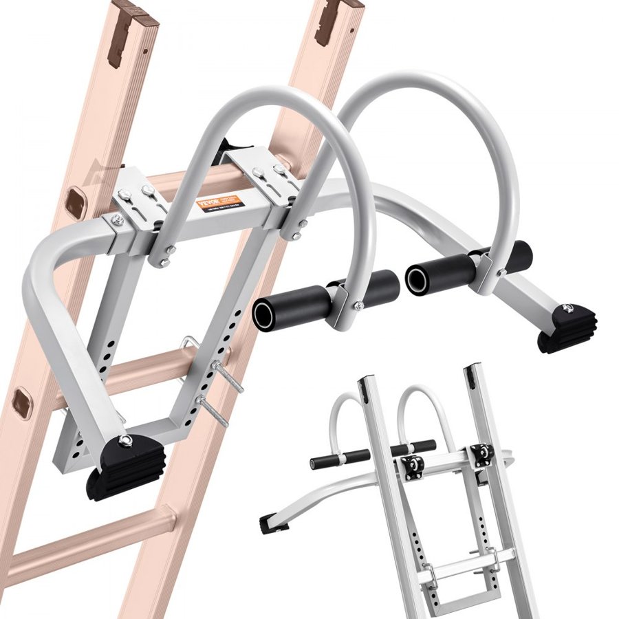 VEVOR Ladder Stabilizer, 2 in 1 Extension Wall Ladder Standoff Hook, Roof Ridge Ladder Accessories Both Horizontally and Vertically, Heavy-duty Steel Rubber Grip T-Bar, Quick Access to Steep Roofs