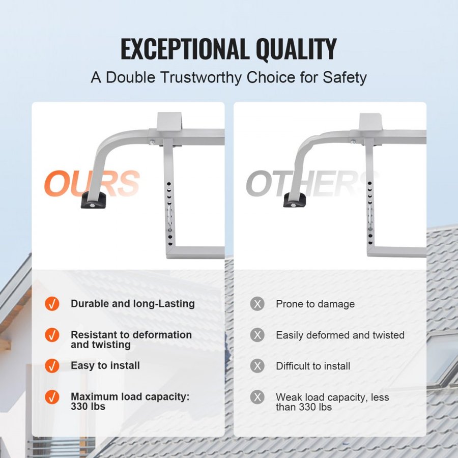 VEVOR Ladder Stabilizer, Heavy Duty Steel Ladder Roof Hook, Ladder Stabilizer with Wing Span/Wall Extension Accessory, Stable Ladder Standoff Arms for Roof Gutter with Anti-Slip Rubber Feet