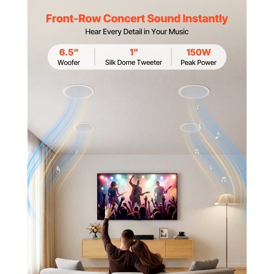 VEVOR Bluetooth Flush Mount Ceiling Speakers – 4 x 165.1mm