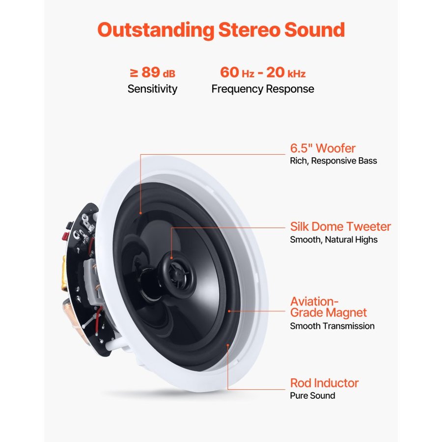 VEVOR Bluetooth Flush Mount Ceiling Speakers – 4 x 165.1mm