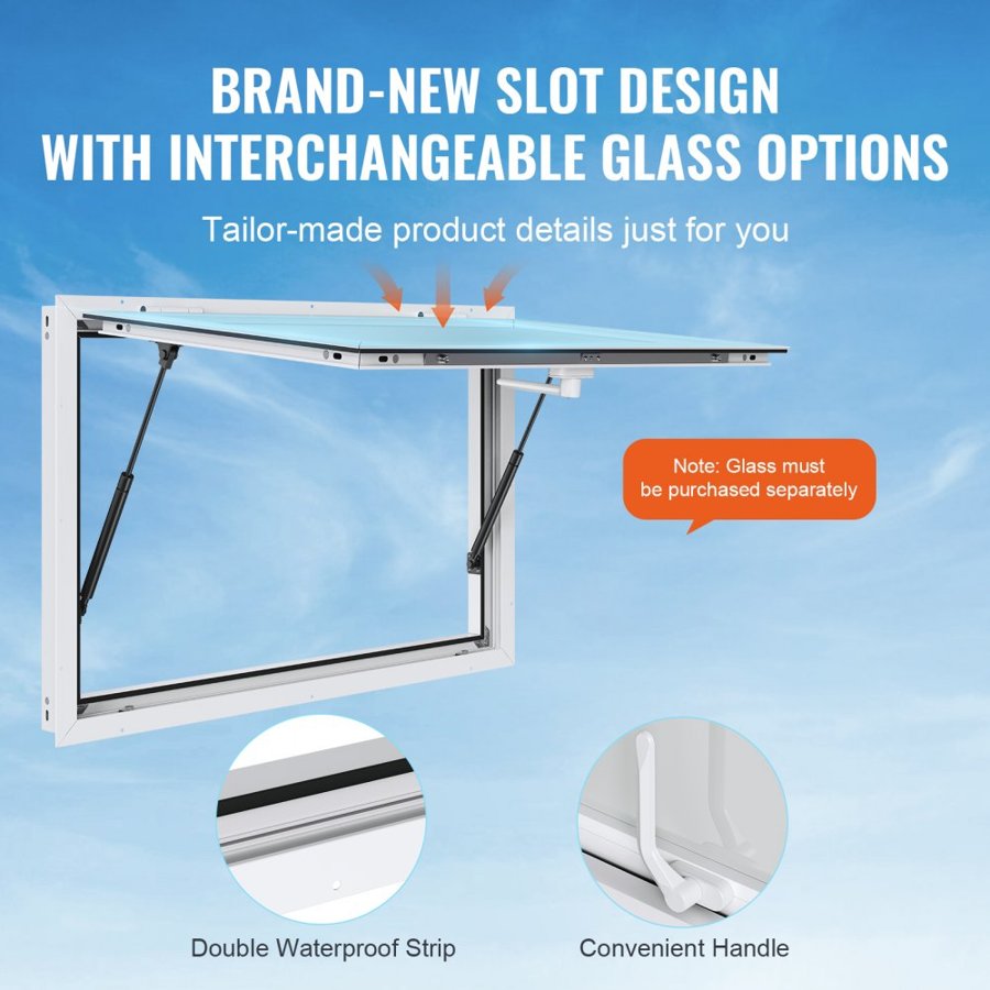 VEVOR Concession Window for Food Truck, 48"x36" Aluminum Alloy Food Truck Service Window, Up to 85 Degrees Stand Serving Window with Awning Door & Drag Hook,  for Food Trucks Concession Trailers