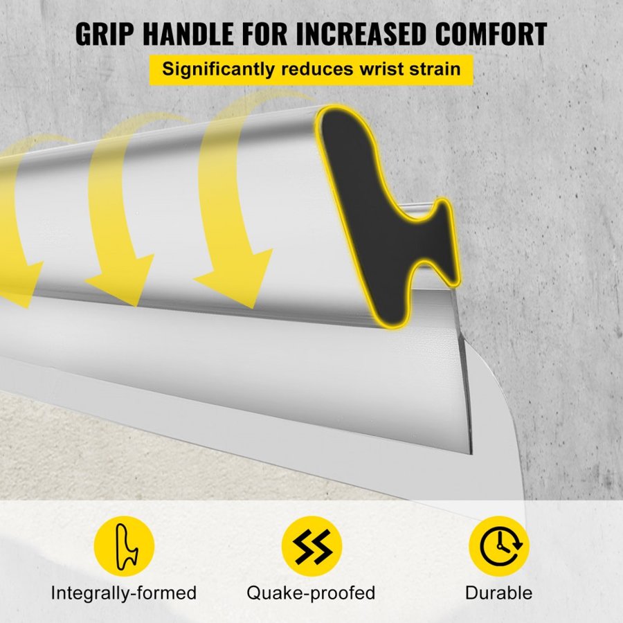 VEVOR Drywall Skimming Blade, 24inch Smoothing Knock-Down Knife, Stainless Steel Putty Knife Finishing Tool, High-Impact End Caps for Sheetrock Drywall Gyprock Wall-Board Plasterboard