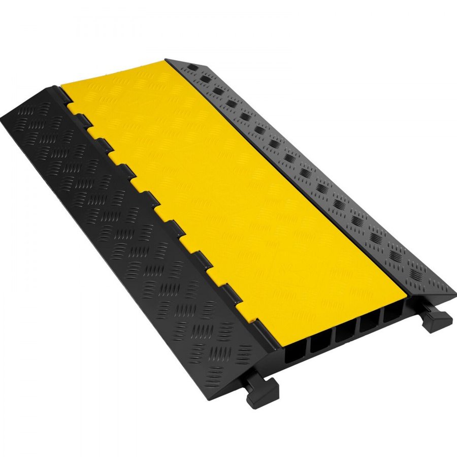 VEVOR 5 Channel Rubber Cable Protectors Extreme Cable Ramps 29937.1 kg Heavy Duty 5 Slots Protective Cable Wire Cord Ramp Driveway Rubber Traffic Speed Bumps 88.9x50.8x5cm