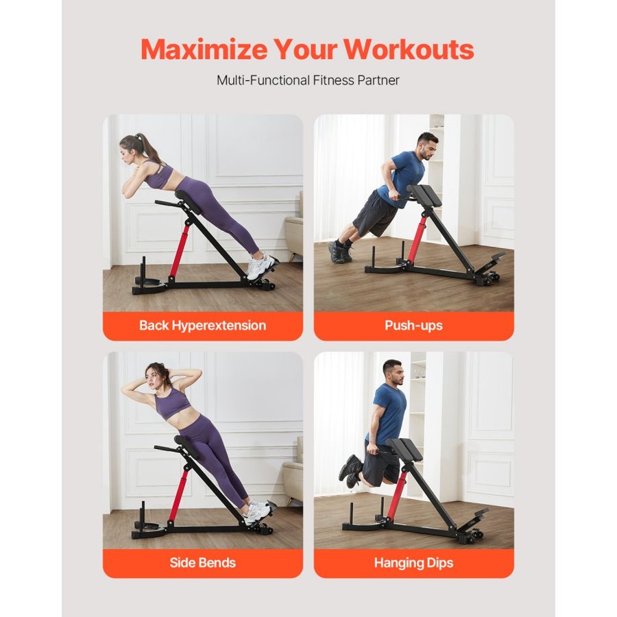 VEVOR Adjustable Back Extension Machine — Home Gym Fitness