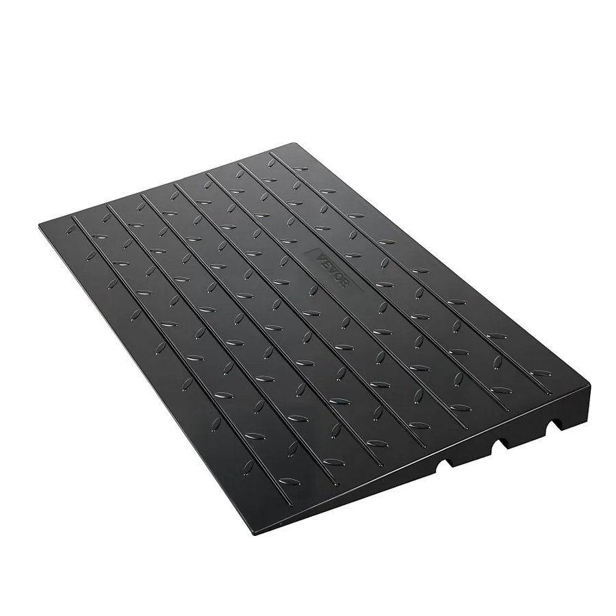VEVOR Rubber Threshold Ramp, 6.5 cm Rise Threshold Ramp Doorway, 3 Channels Cord Cover Rubber Solid Threshold Ramp, Rubber Angled Entry Rated 1000 kg Load Capacity for Wheelchair and Scooter