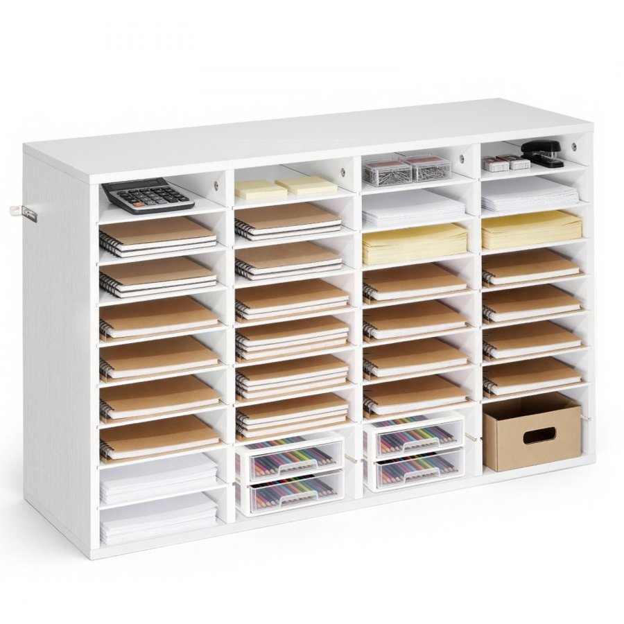 VEVOR 36 Compartment Literature Organizer – White Wood