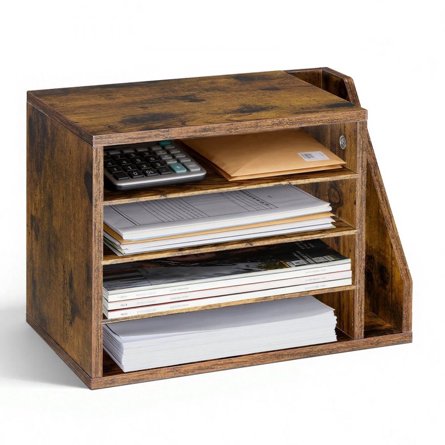 VEVOR 4 Compartment Literature Organizer – MDF, Side Shelf