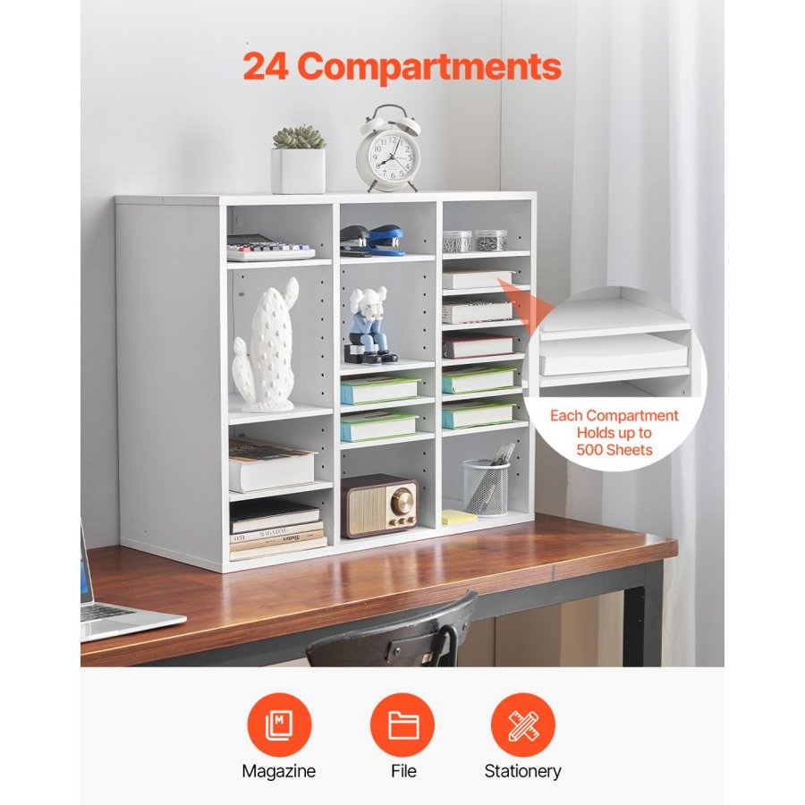 VEVOR Mailbox Sorter – 24 Compartments, Adjustable Shelves