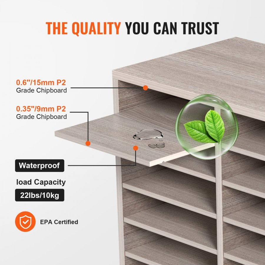 VEVOR Wooden Mail Center – 27 Slot Literature Organizer