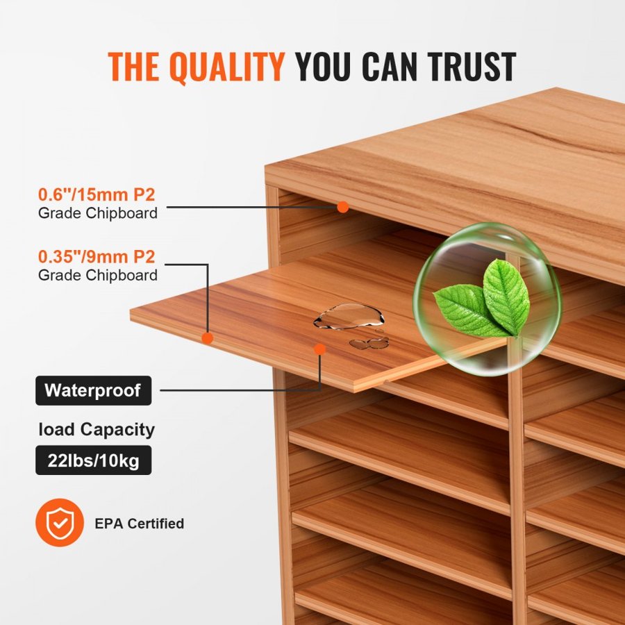 VEVOR Wood Adjustable Literature Organizer – 27 Slots