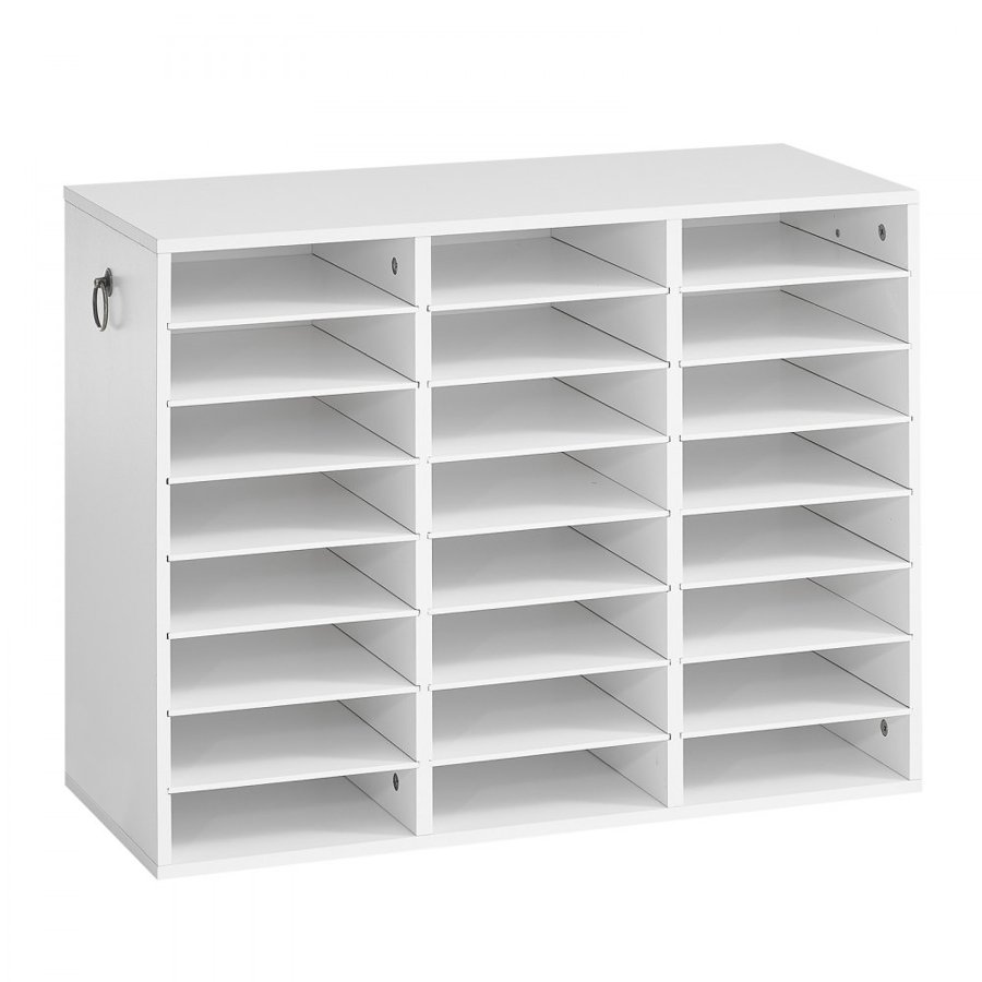 VEVOR Wood Literature Organizer 24 Compartments Office Mailboxes White, Countertop Literature Sorter for Files Documents Papers, with Adjustable Shelves, for Office, Home, Classroom Organization