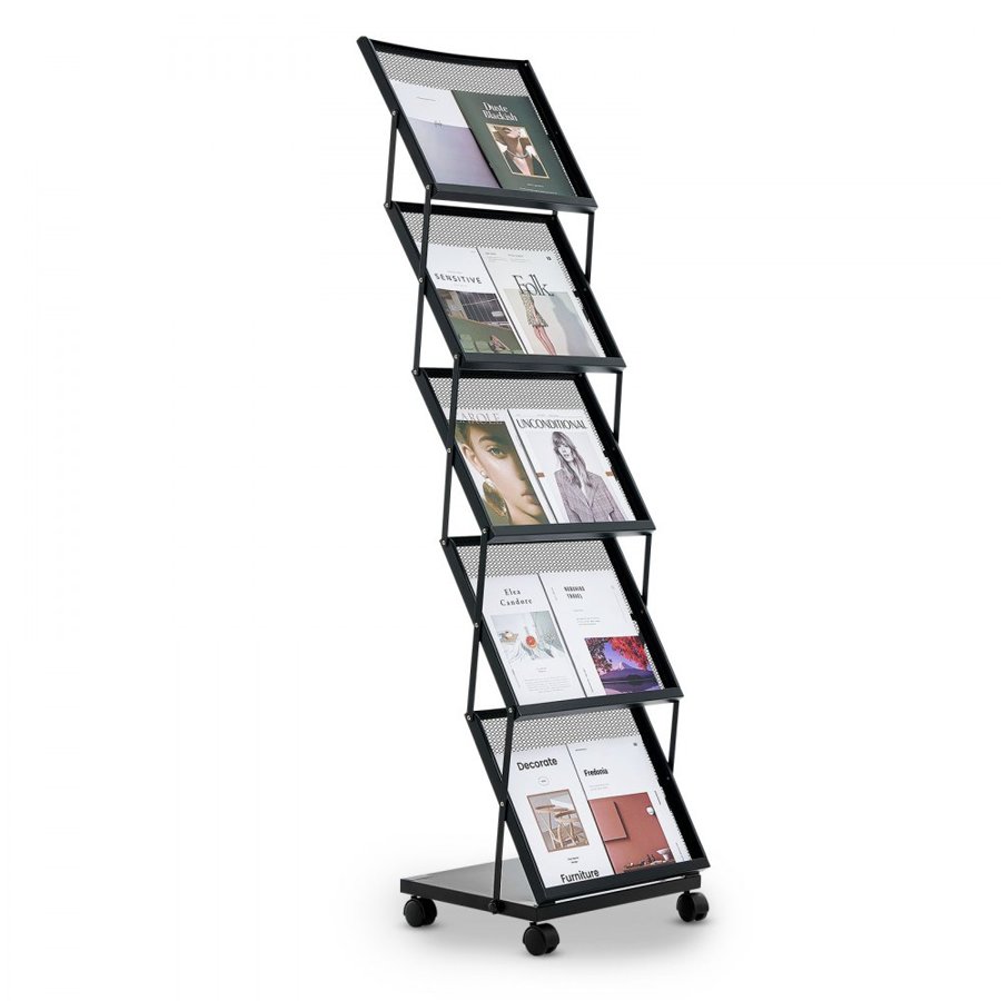 VEVOR Brochure Display Rack – 5 Pockets, Two 4 Inch Wheels