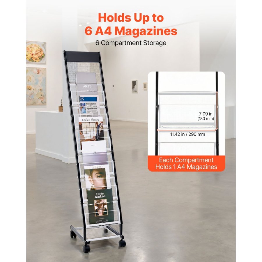 VEVOR Display Racks for Magazines – 6-Tier, 4 lbs/2 Kg
